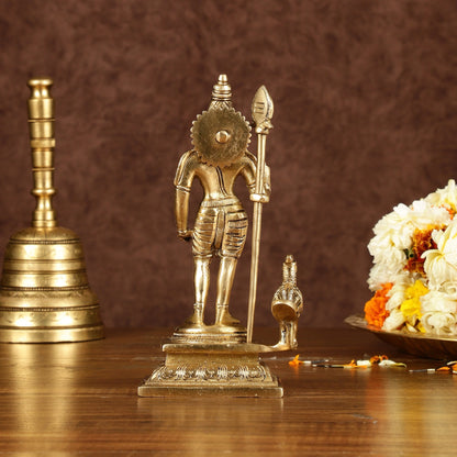 Pure Brass Superfine Lord Murugan Kartikeya Idol Height: 7 inch
