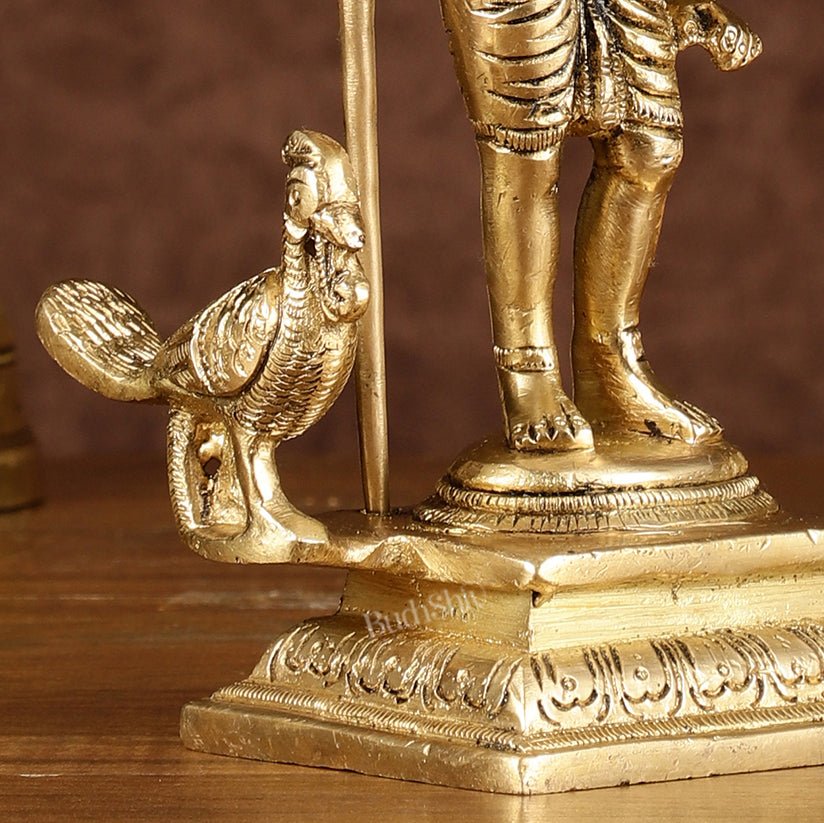Pure Brass Superfine Lord Murugan Kartikeya Idol Height: 7 inch