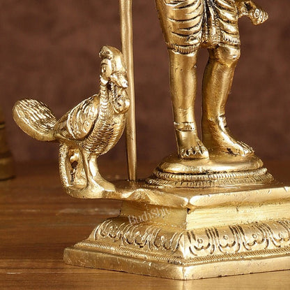 Pure Brass Superfine Lord Murugan Kartikeya Idol Height: 7 inch