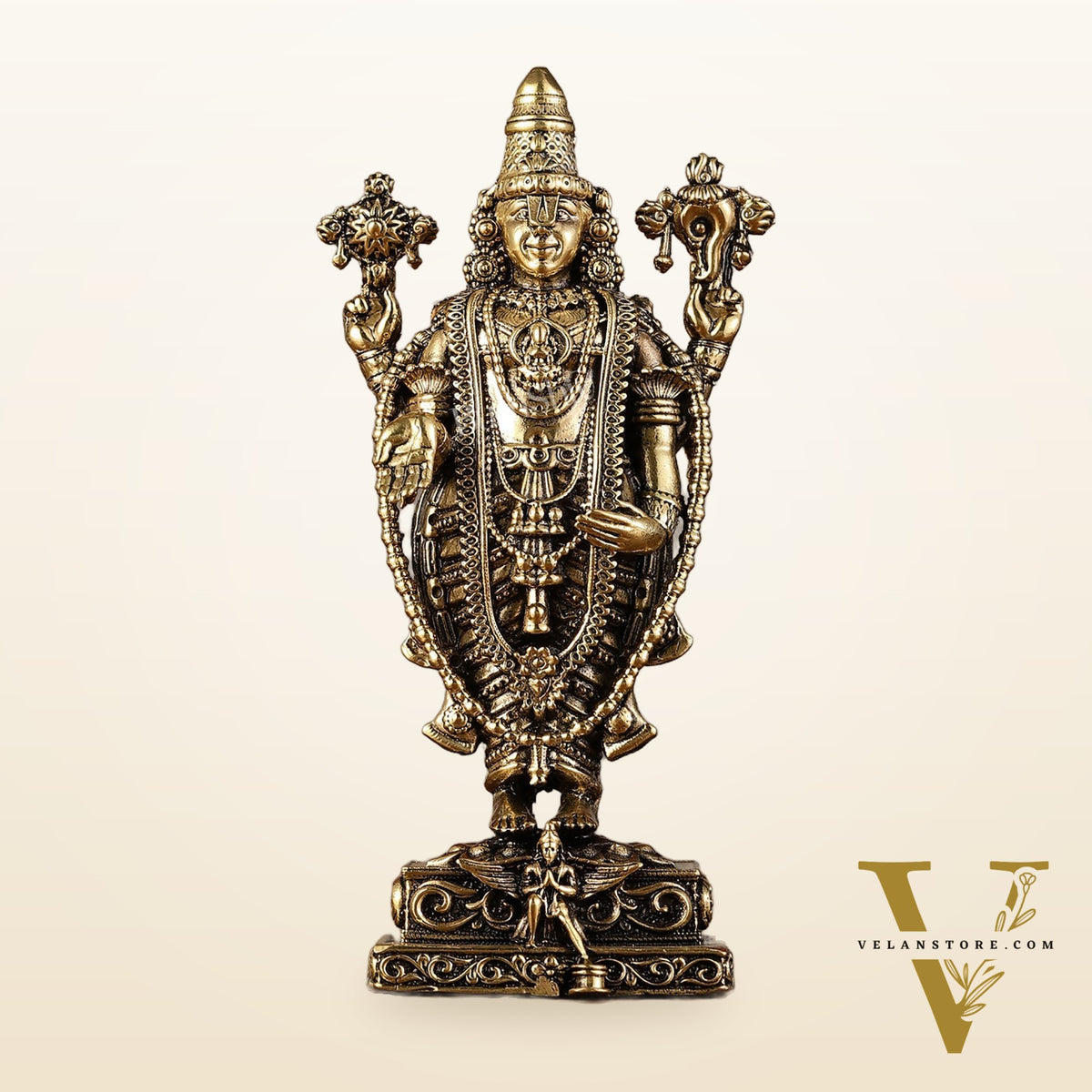 Pure Brass Superfine Lord Tirupati Balaji Idol - 6"