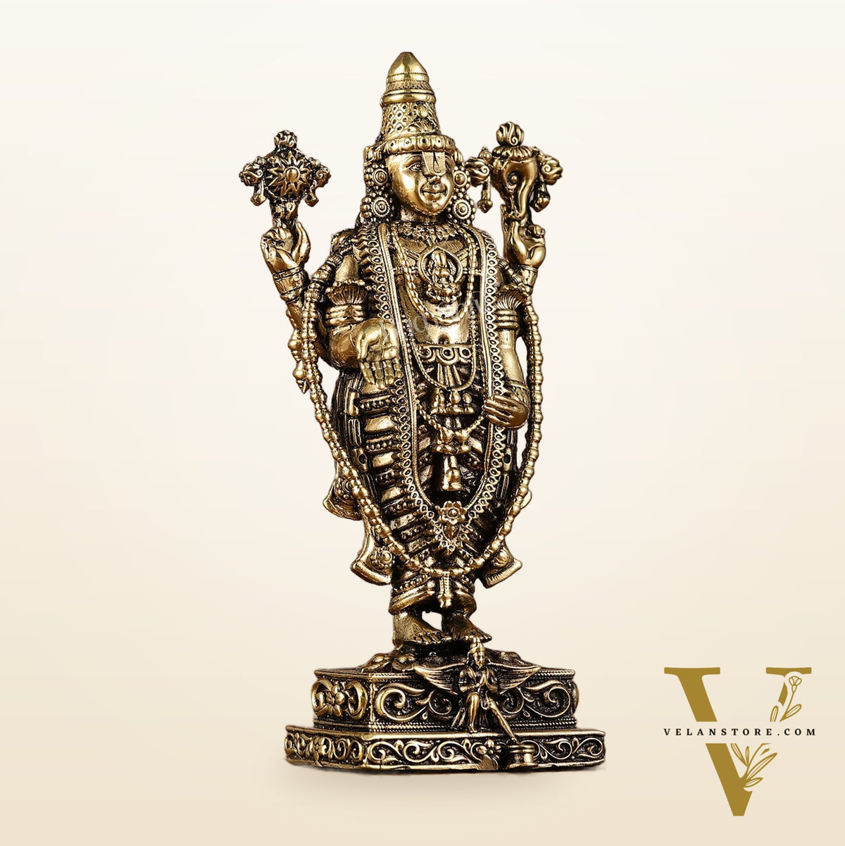 Pure Brass Superfine Lord Tirupati Balaji Idol - 6"