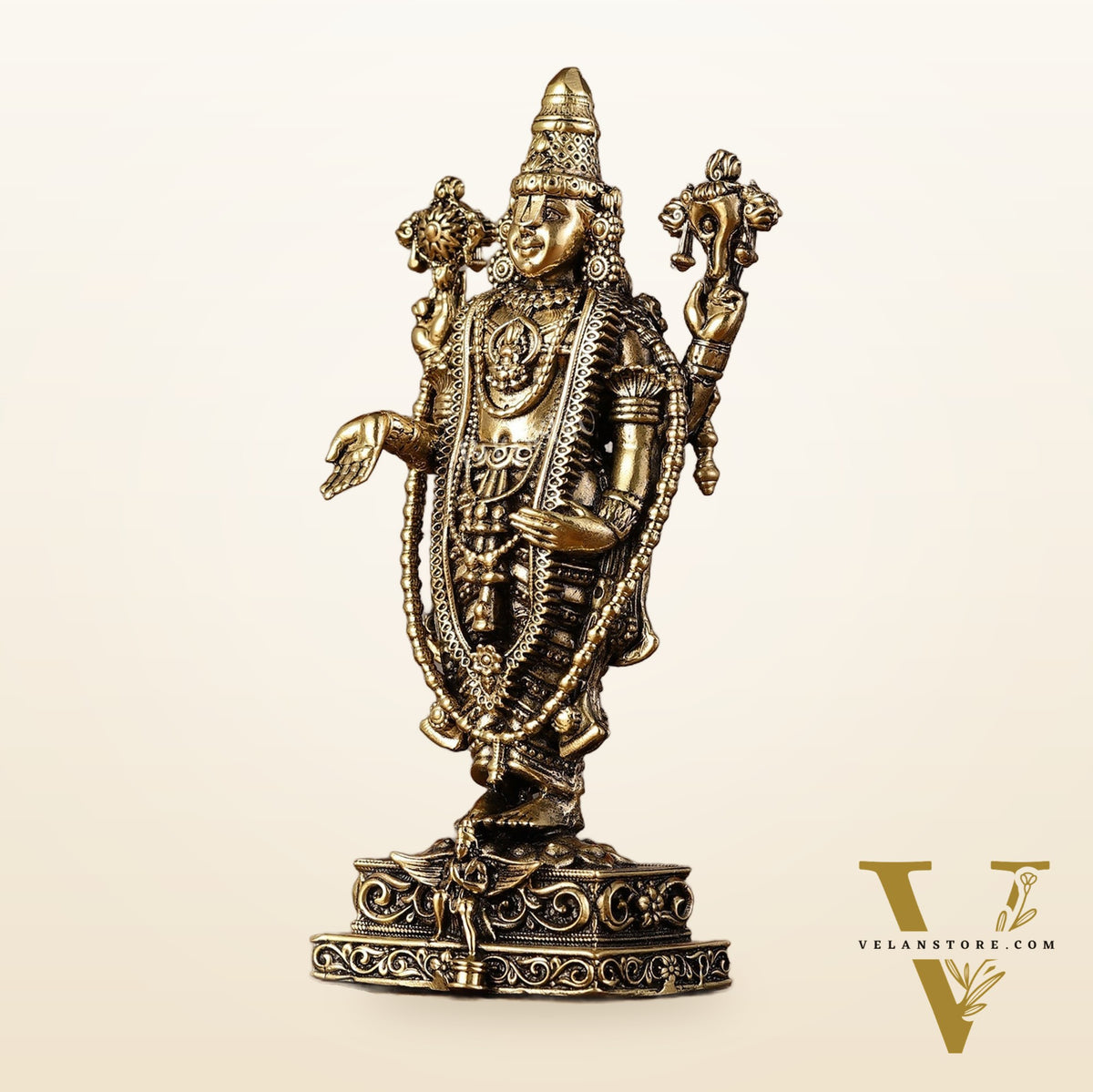 Pure Brass Superfine Lord Tirupati Balaji Idol - 6"
