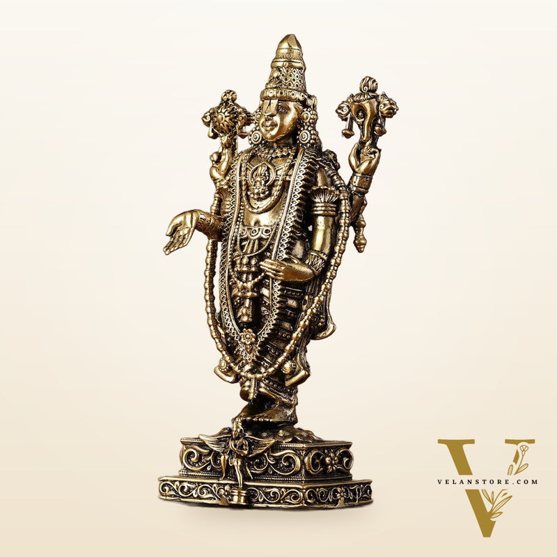 Pure Brass Superfine Lord Tirupati Balaji Idol - 6"