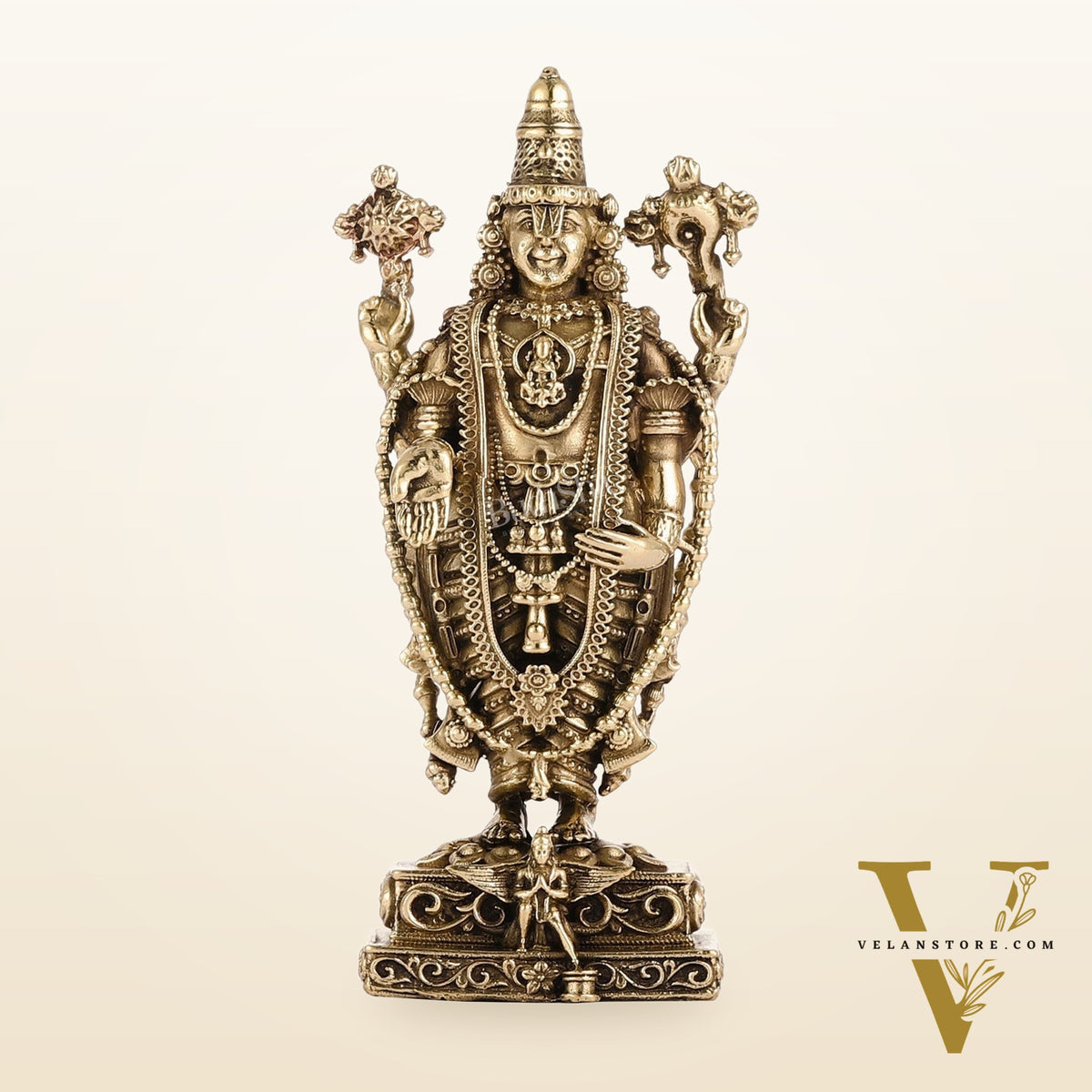 Pure Brass Superfine Lord Tirupati Balaji Idol - 6"