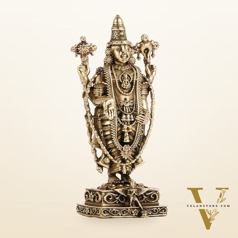 Pure Brass Superfine Lord Tirupati Balaji Idol - 6"