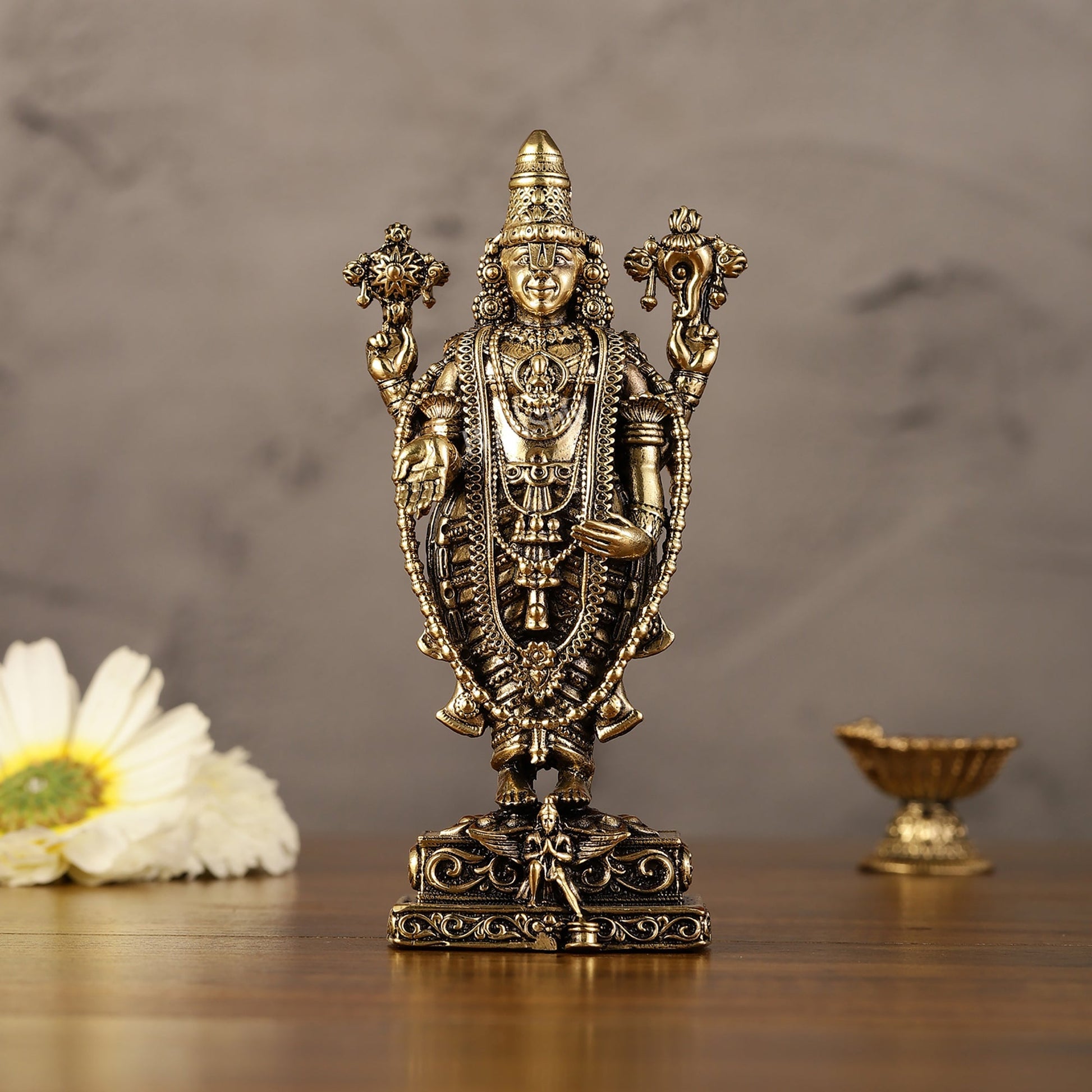 Pure Brass Superfine Lord Tirupati Balaji Idol - 6"