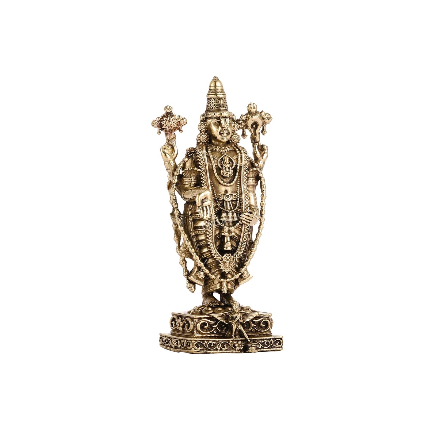 Pure Brass Superfine Lord Tirupati Balaji Idol - 6"