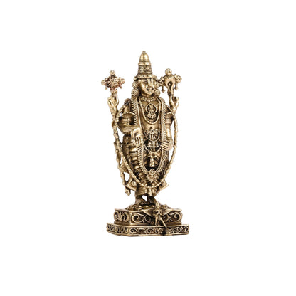 Pure Brass Superfine Lord Tirupati Balaji Idol - 6"