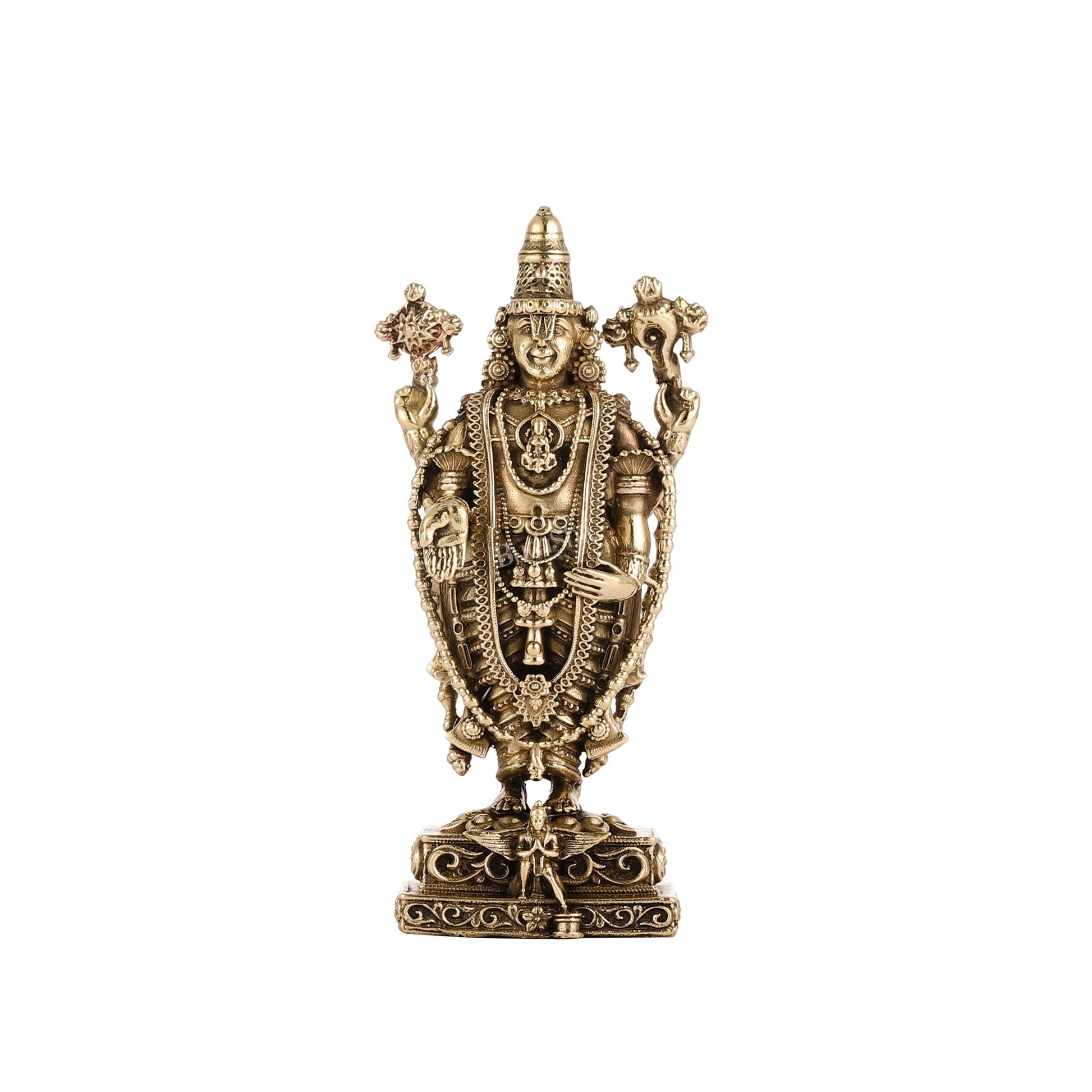 Pure Brass Superfine Lord Tirupati Balaji Idol - 6"