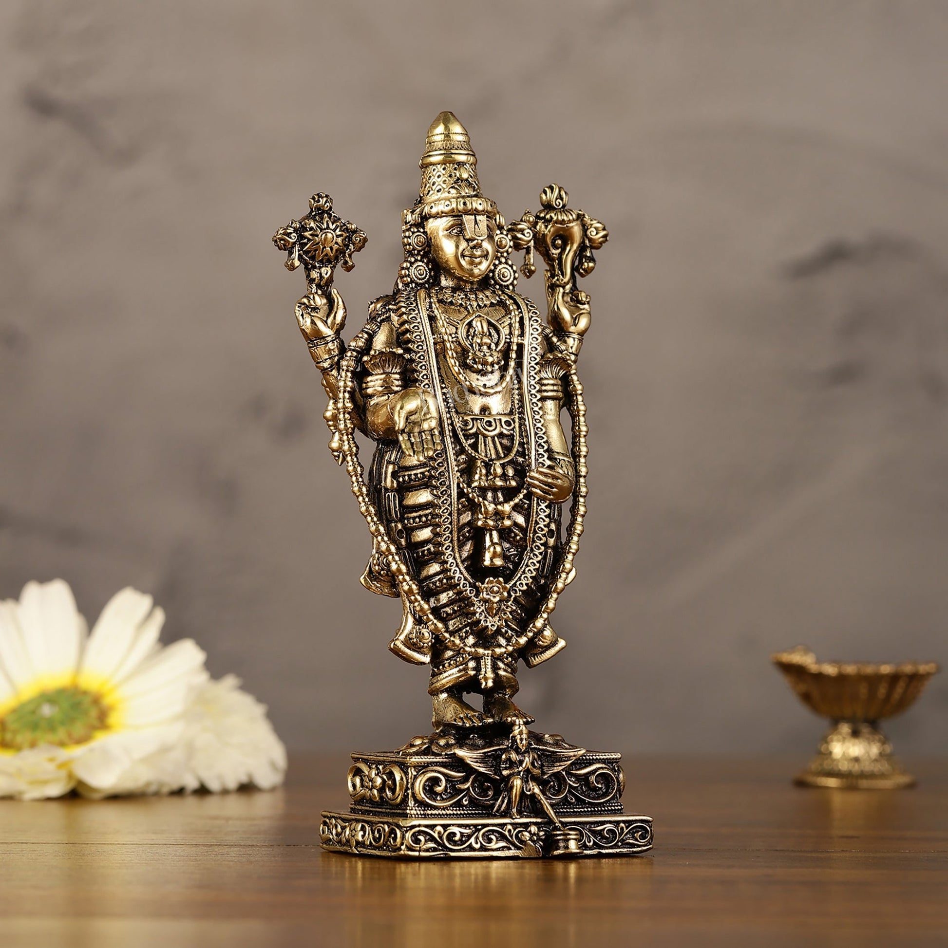 Pure Brass Superfine Lord Tirupati Balaji Idol - 6"
