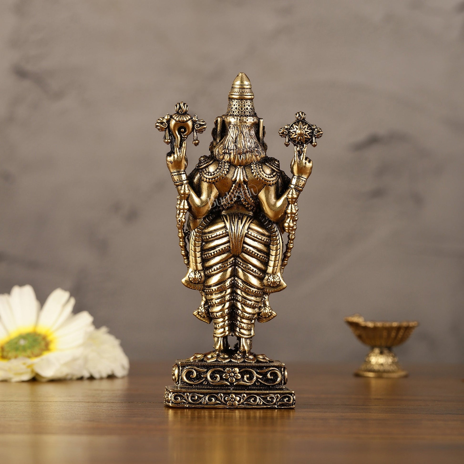 Pure Brass Superfine Lord Tirupati Balaji Idol - 6"