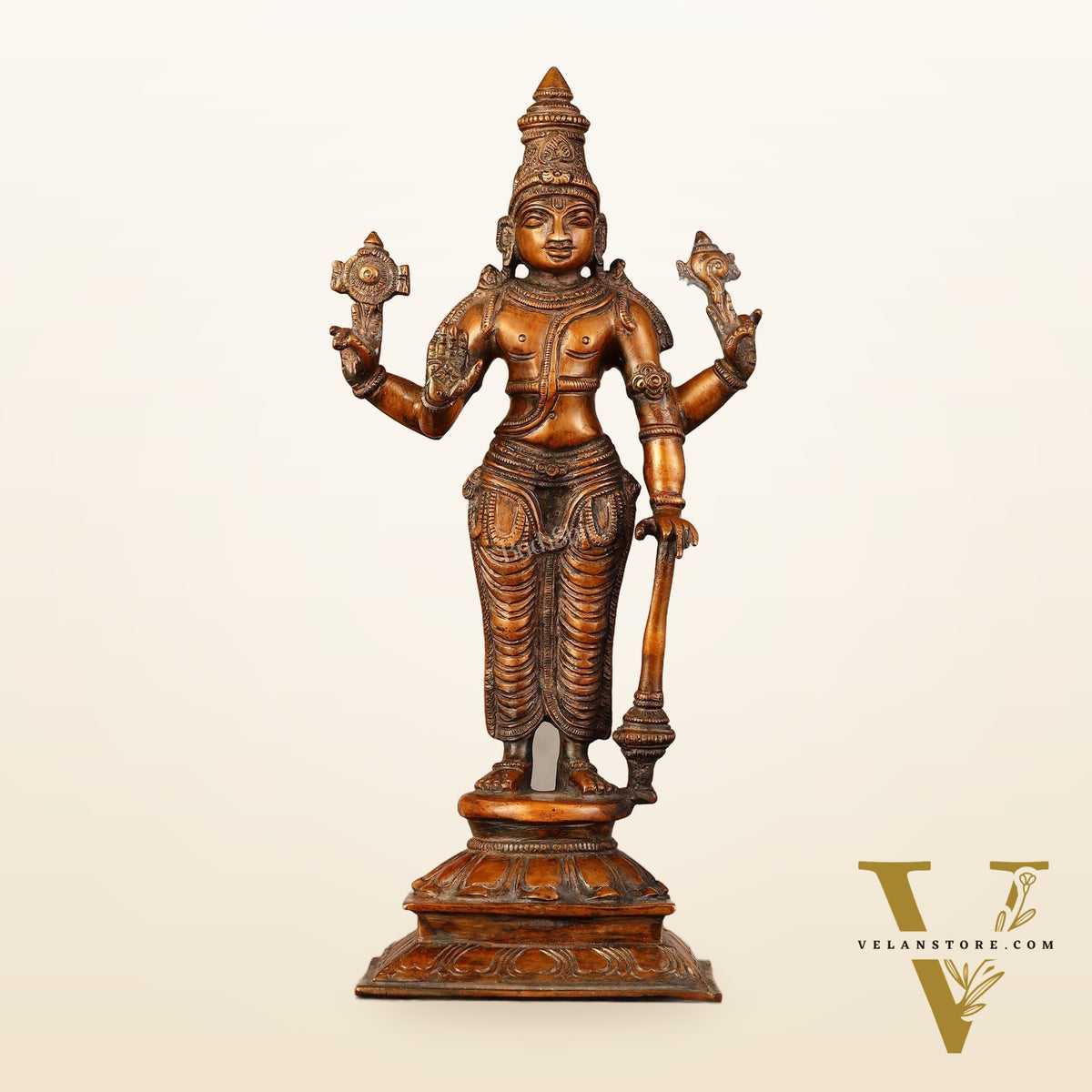Pure Brass Superfine Lord Vishnu Standing Statue - 12"