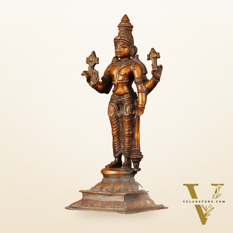 Pure Brass Superfine Lord Vishnu Standing Statue - 12"