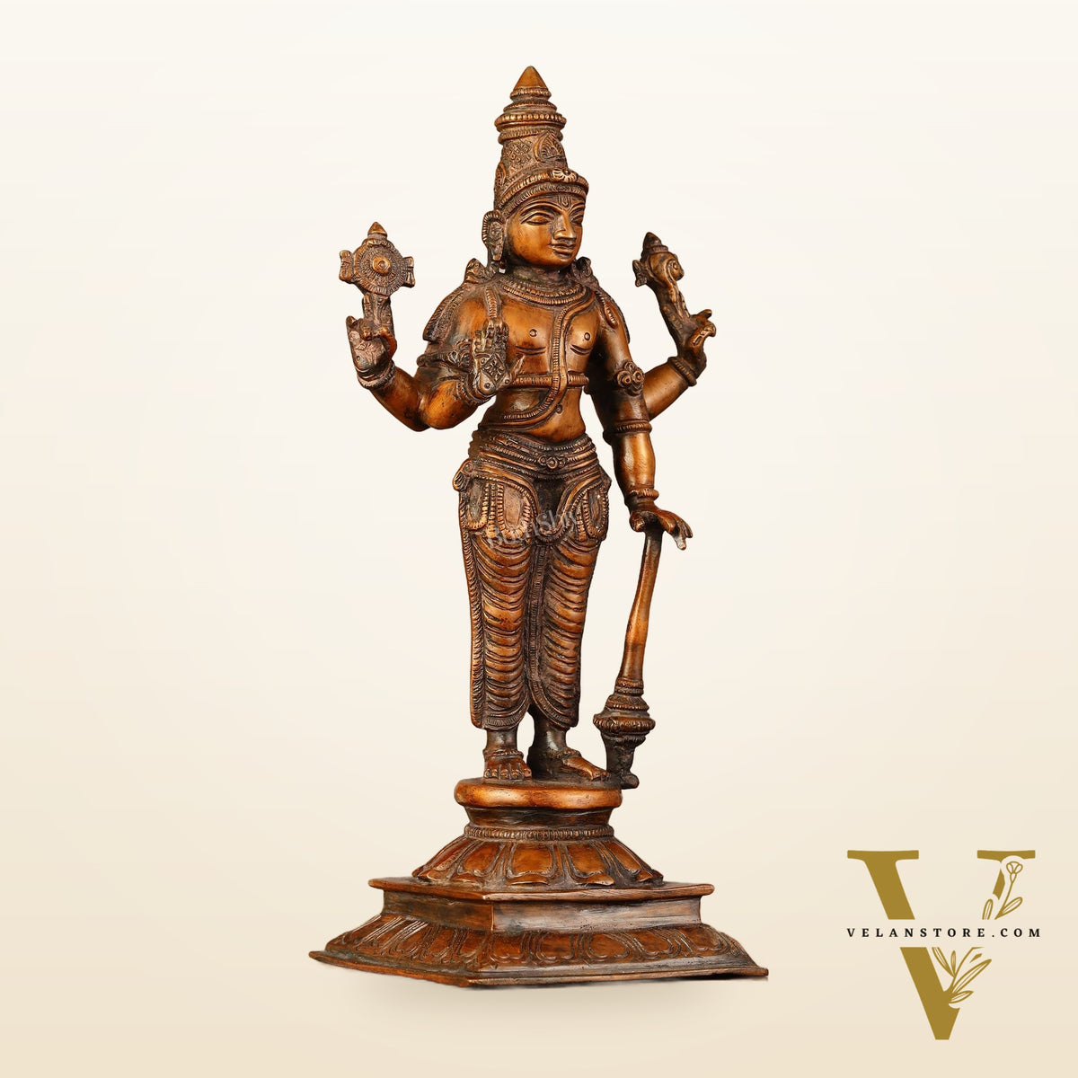 Pure Brass Superfine Lord Vishnu Standing Statue - 12"