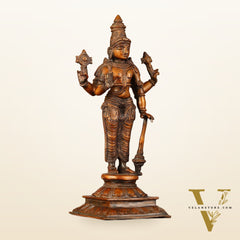 Pure Brass Superfine Lord Vishnu Standing Statue - 12"