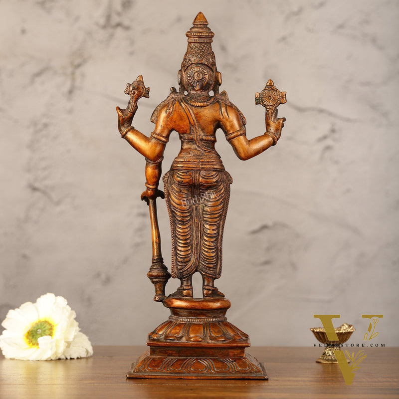 Pure Brass Superfine Lord Vishnu Standing Statue - 12"