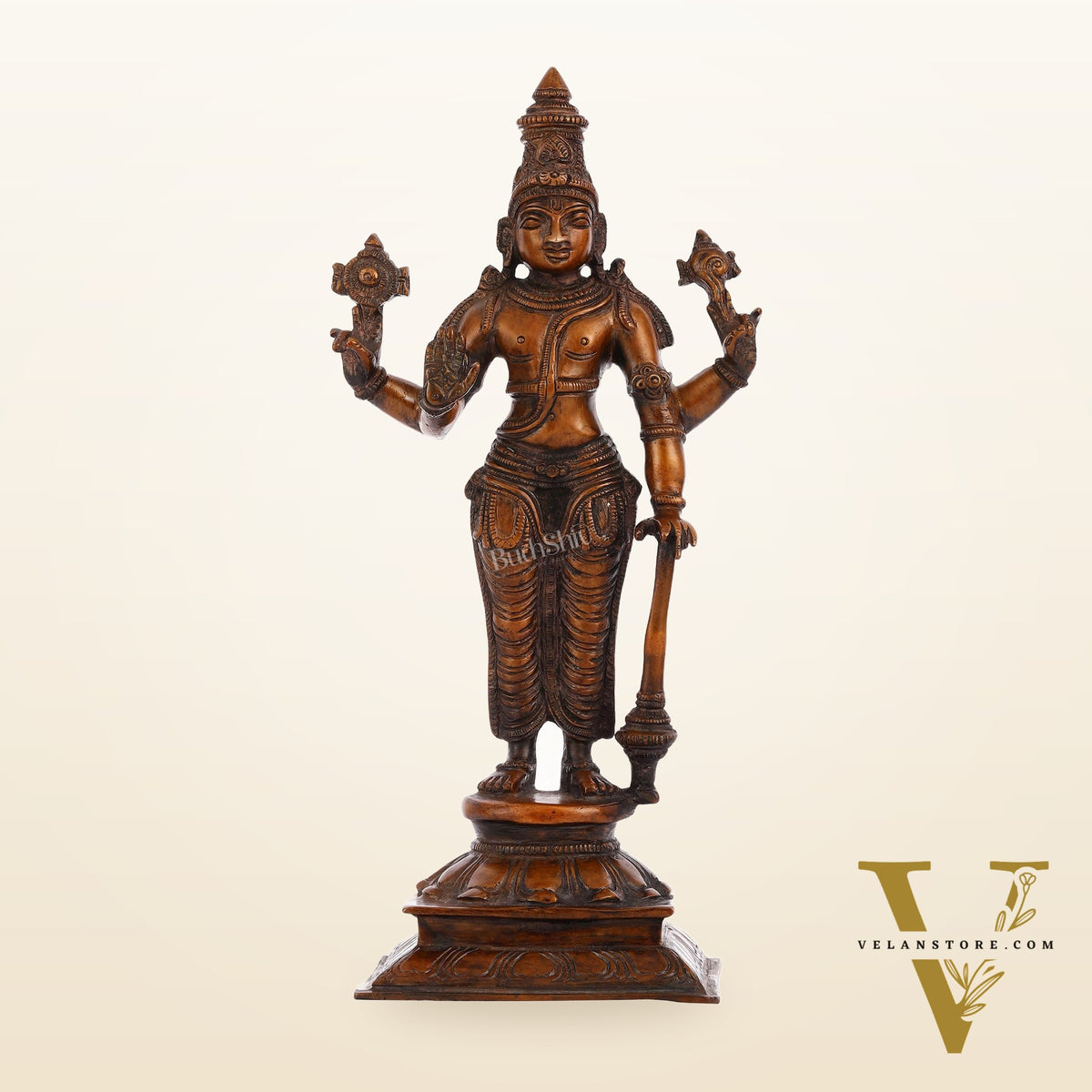 Pure Brass Superfine Lord Vishnu Standing Statue - 12"
