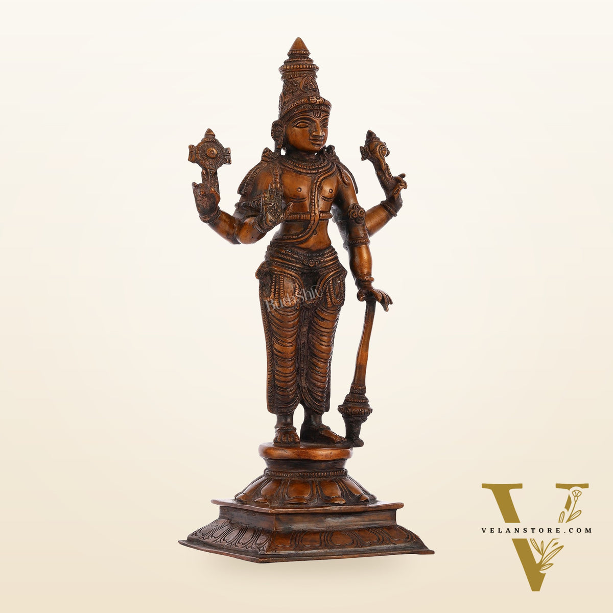 Pure Brass Superfine Lord Vishnu Standing Statue - 12"