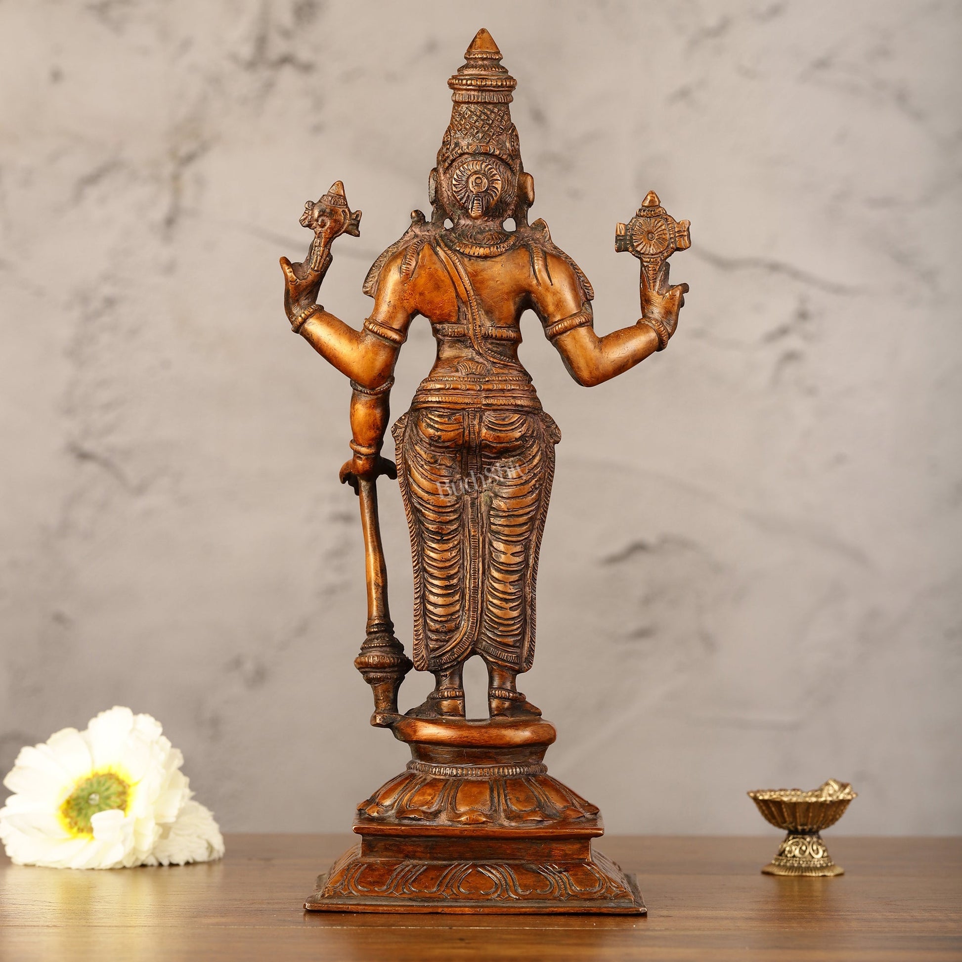 Pure Brass Superfine Lord Vishnu Standing Statue - 12"