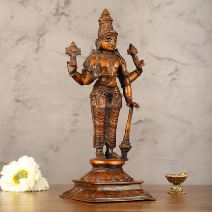 Pure Brass Superfine Lord Vishnu Standing Statue - 12"