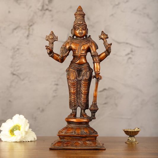 Pure Brass Superfine Lord Vishnu Standing Statue - 12"