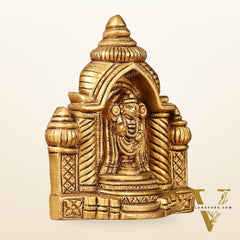 Pure Brass Superfine Miniature Tirupati Balaji Idol with Temple - 4"