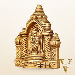 Pure Brass Superfine Miniature Tirupati Balaji Idol with Temple - 4"