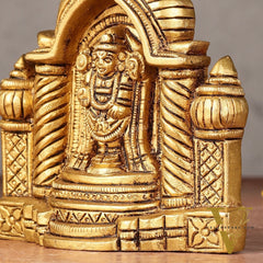 Pure Brass Superfine Miniature Tirupati Balaji Idol with Temple - 4"