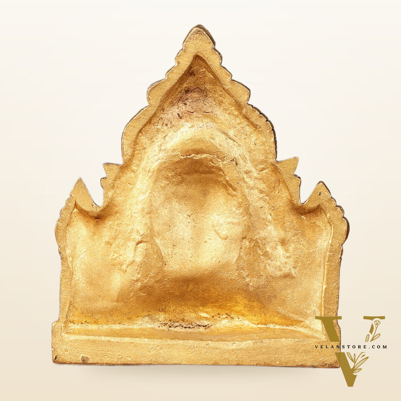 Pure Brass Superfine Miniature Tirupati Balaji Idol with Temple - 4"