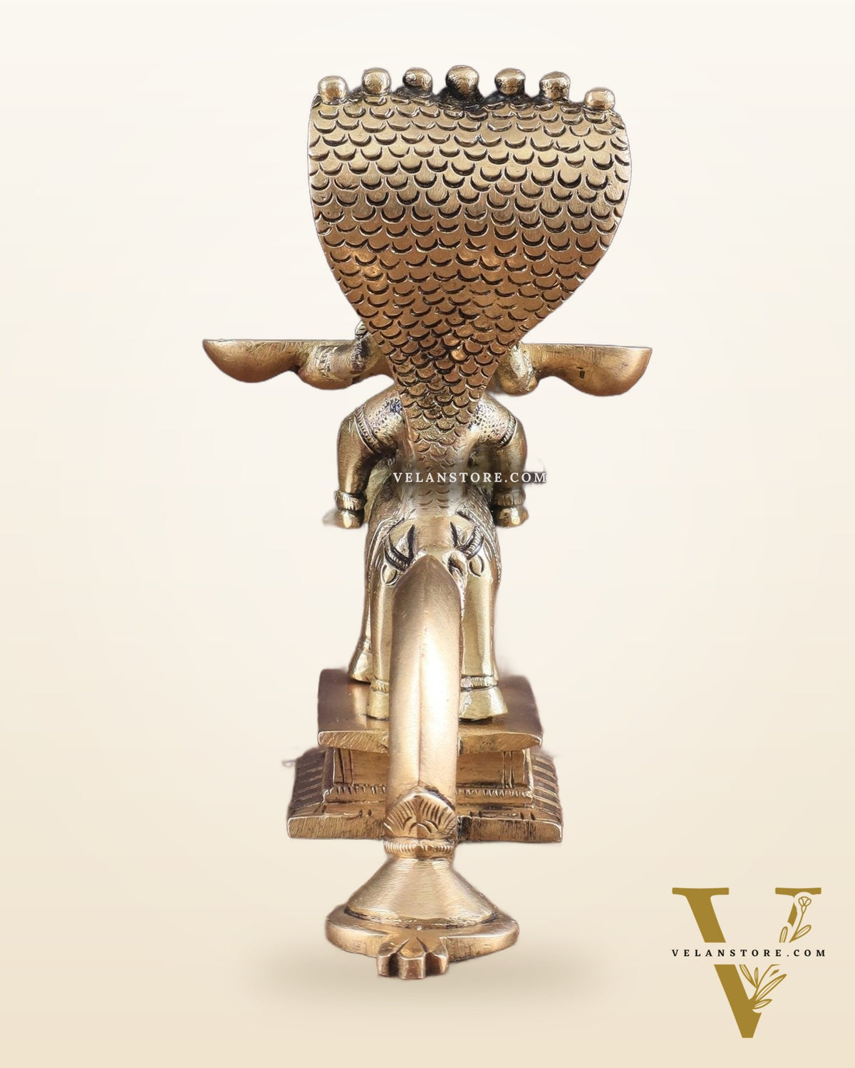 Pure Brass Superfine Naag Kanya Sitting on an Elephant Aarti Diya – Rare Find 6"