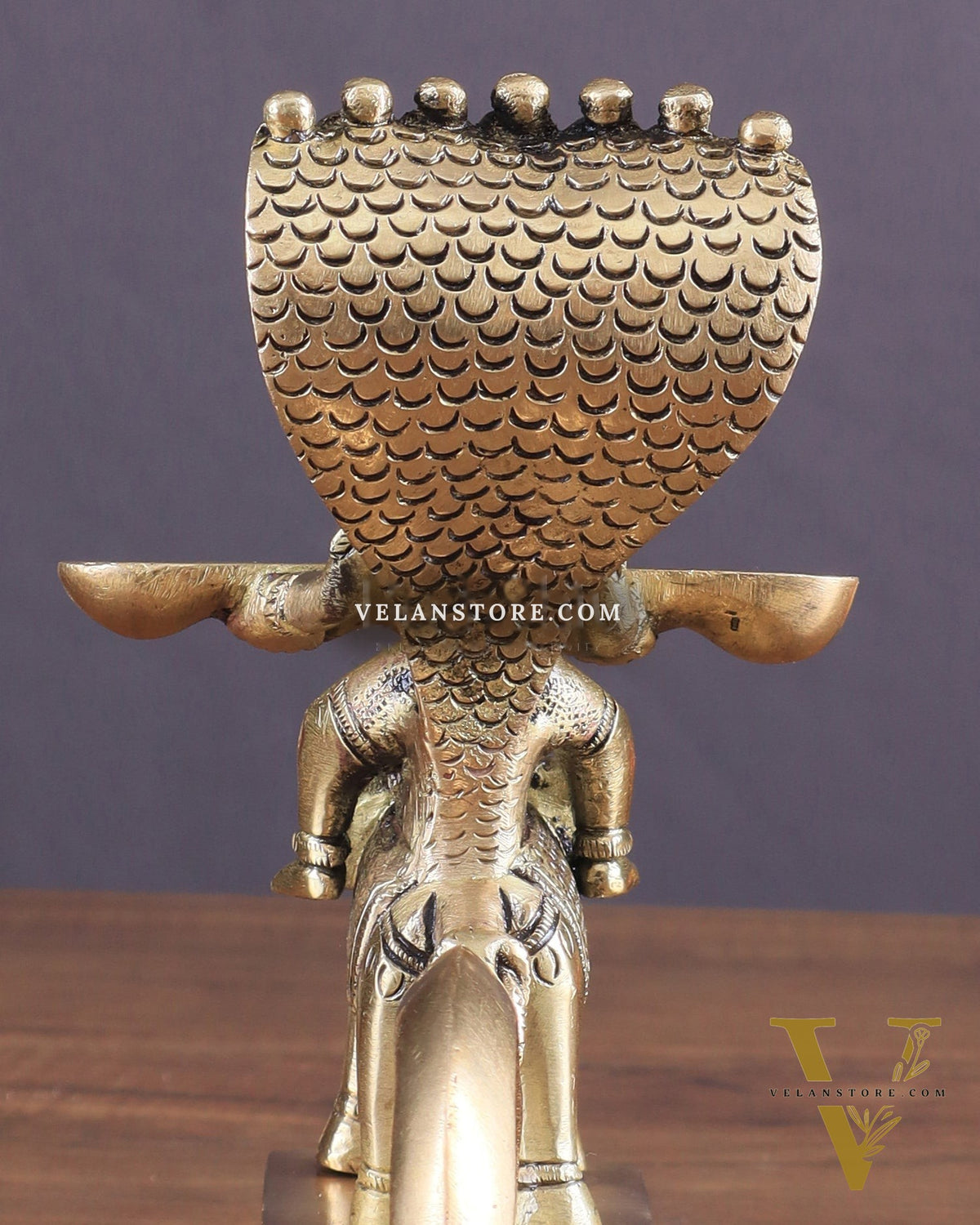 Pure Brass Superfine Naag Kanya Sitting on an Elephant Aarti Diya – Rare Find 6"