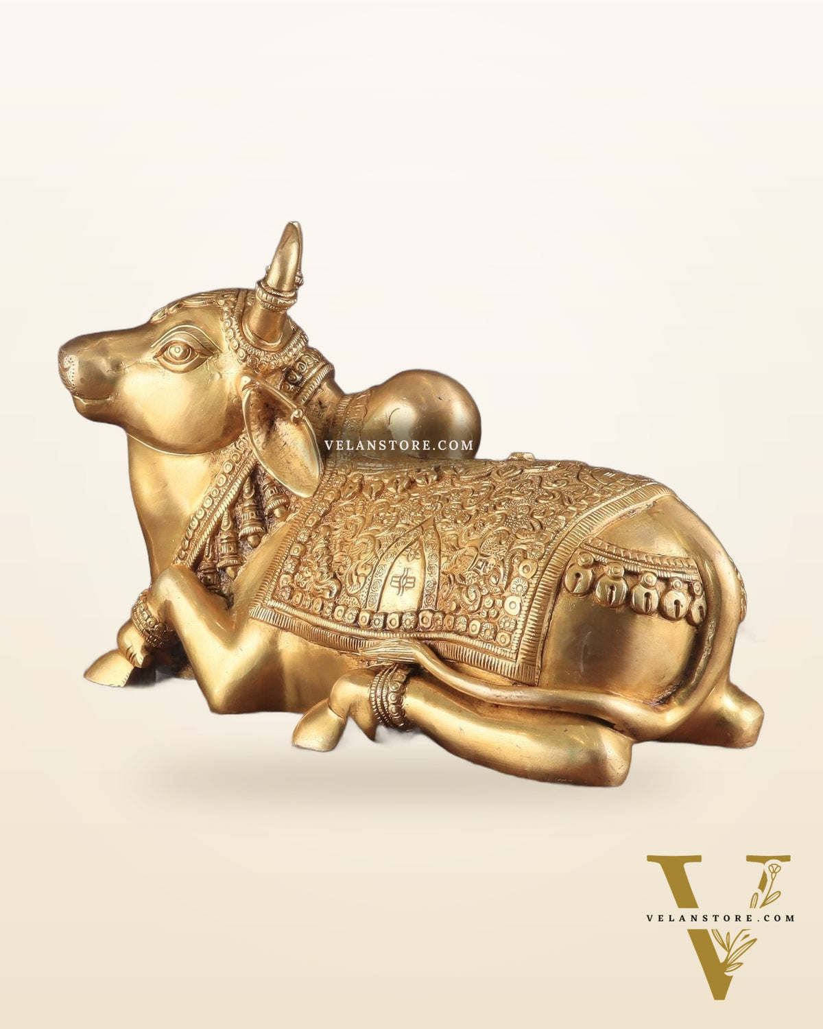 Pure Brass Superfine Nandi with Shiv Ling Carving | 14"