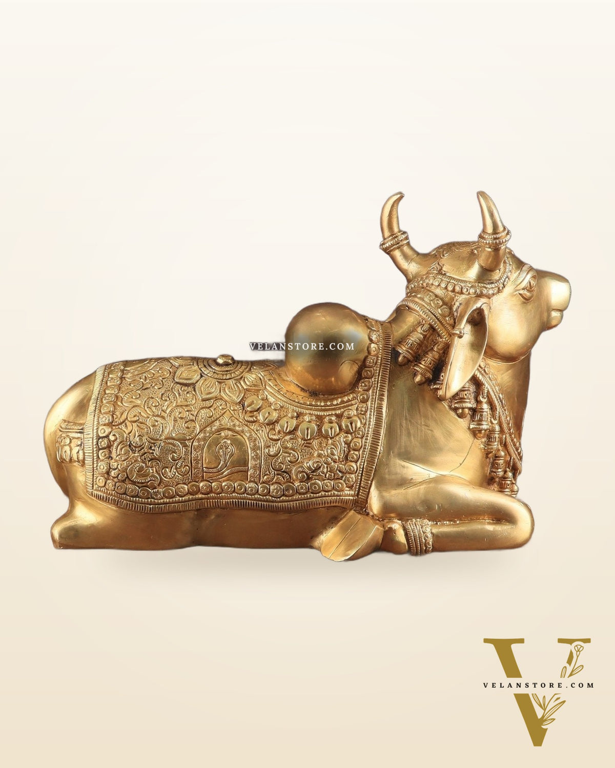 Pure Brass Superfine Nandi with Shiv Ling Carving | 14"