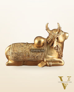 Pure Brass Superfine Nandi with Shiv Ling Carving | 14"