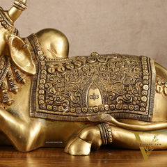 Pure Brass Superfine Nandi with Shiv Ling Carving | 14x10 Inch