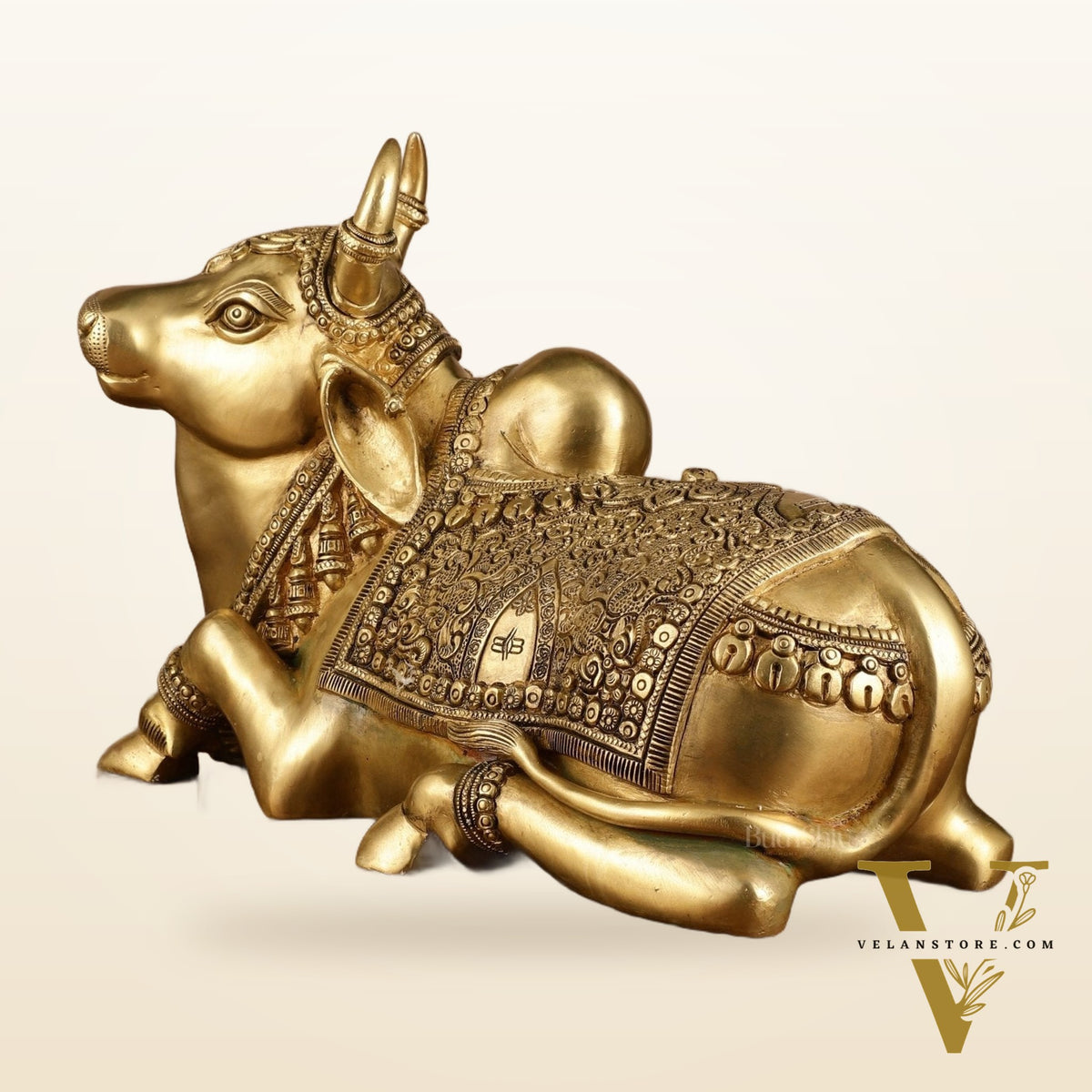 Pure Brass Superfine Nandi with Shiv Ling Carving | 14x10 Inch