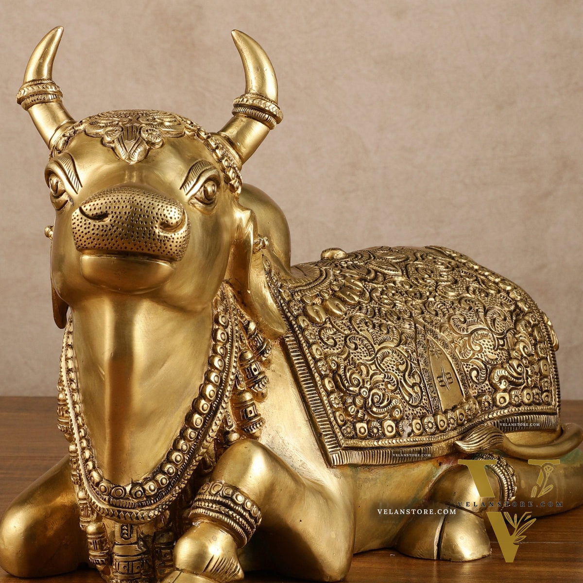 Pure Brass Superfine Nandi with Shiv Ling Carving | 14x10 Inch
