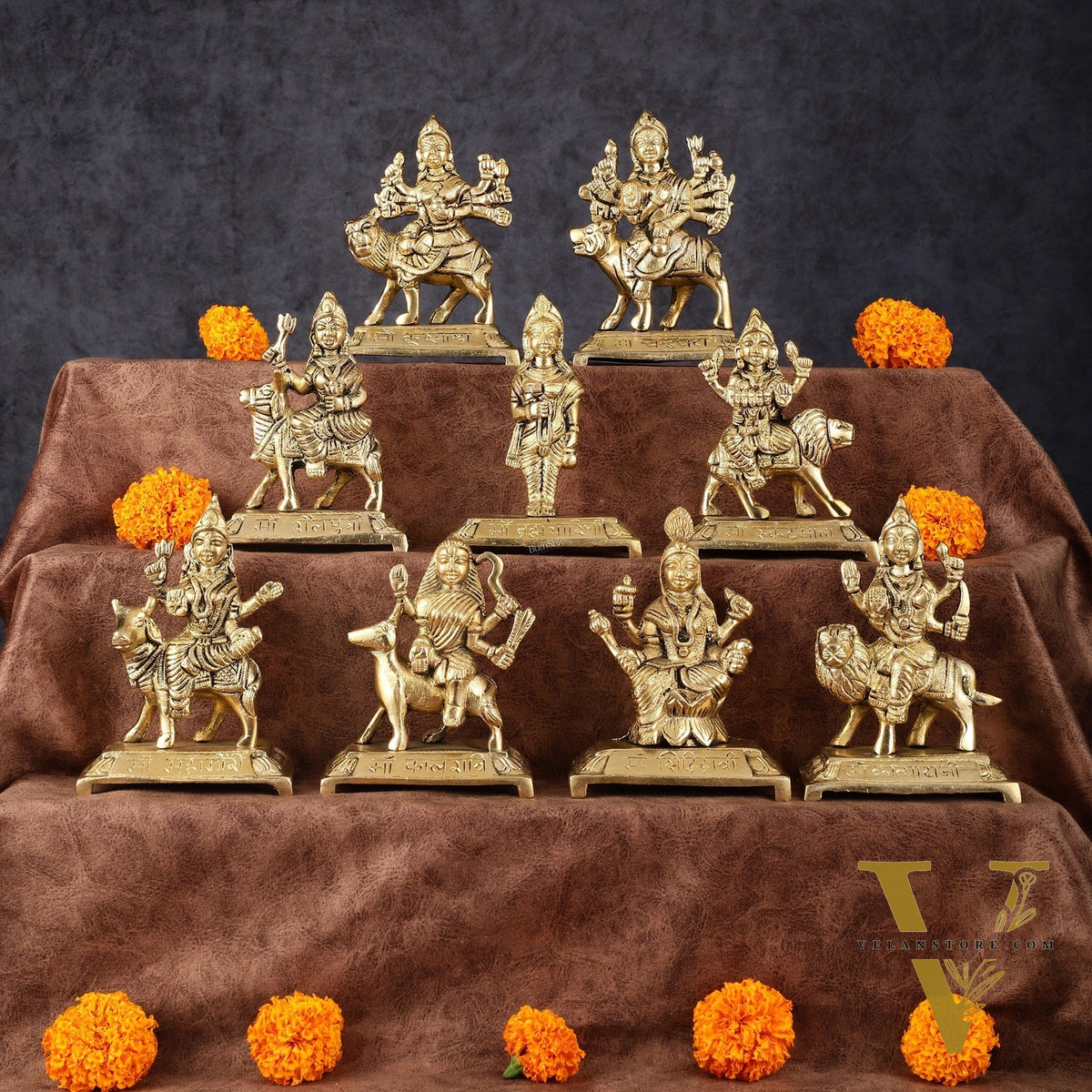 Pure Brass Superfine Navdurga Idols - 5 Inch