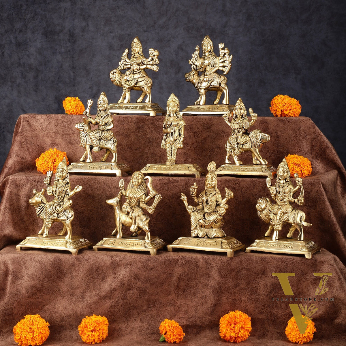 Pure Brass Superfine Navdurga Idols - 5 Inch