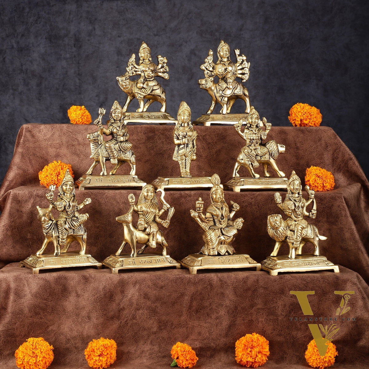 Pure Brass Superfine Navdurga Idols - 5 Inch