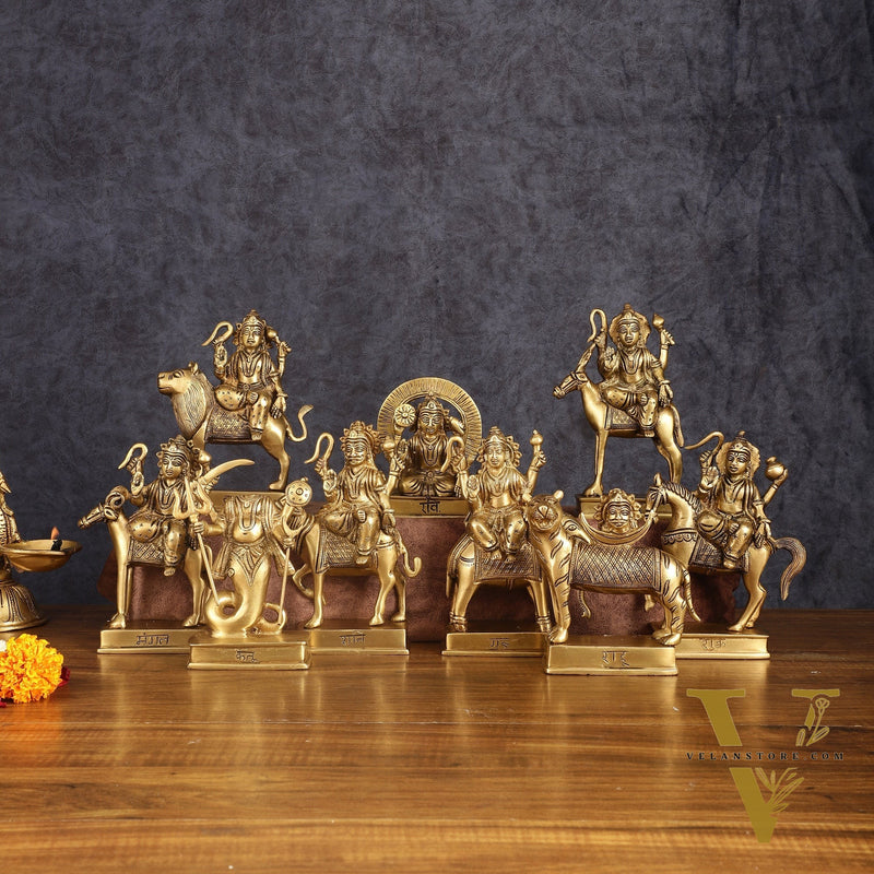 Pure Brass Superfine Navgraha Idols - 6.5 Inch Height