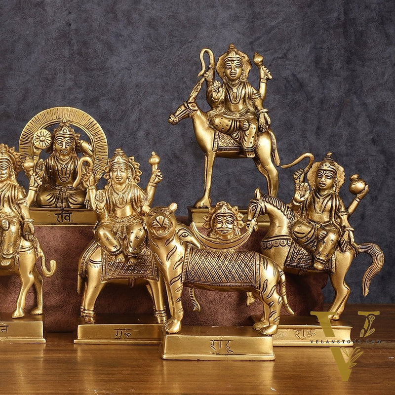Pure Brass Superfine Navgraha Idols - 6.5 Inch Height