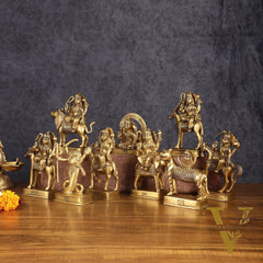 Pure Brass Superfine Navgraha Idols - 6.5 Inch Height