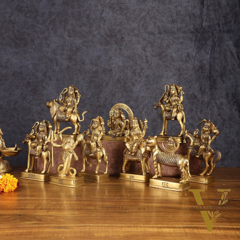 Pure Brass Superfine Navgraha Idols - 6.5 Inch Height