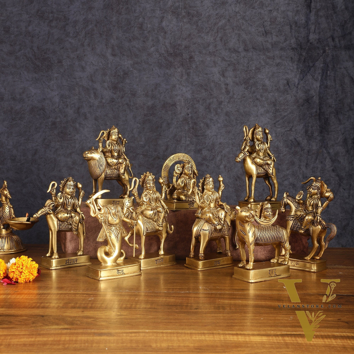 Pure Brass Superfine Navgraha Idols - 6.5 Inch Height