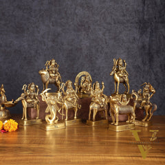 Pure Brass Superfine Navgraha Idols - 6.5 Inch Height