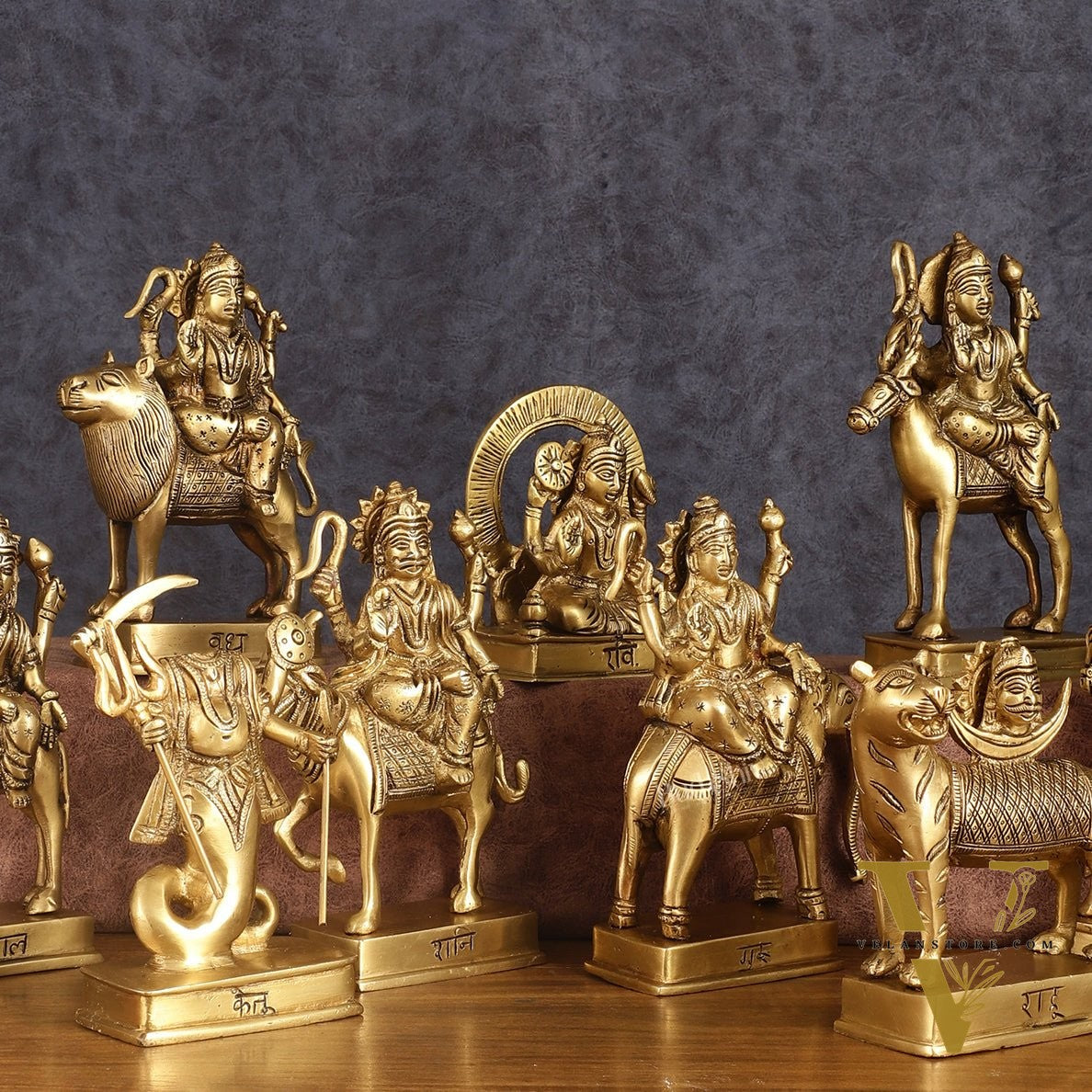 Pure Brass Superfine Navgraha Idols - 6.5 Inch Height