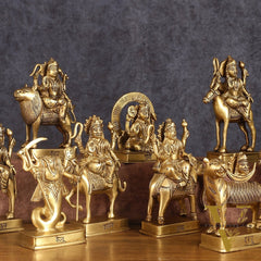 Pure Brass Superfine Navgraha Idols - 6.5 Inch Height