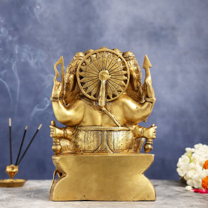 Pure Brass Superfine Panchmukhi Ganesha Statue - 11 inch