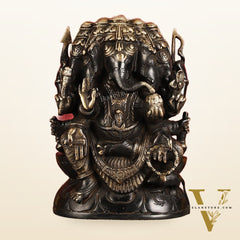 Pure Brass Superfine Panchmukhi Ganesha Statue 11"